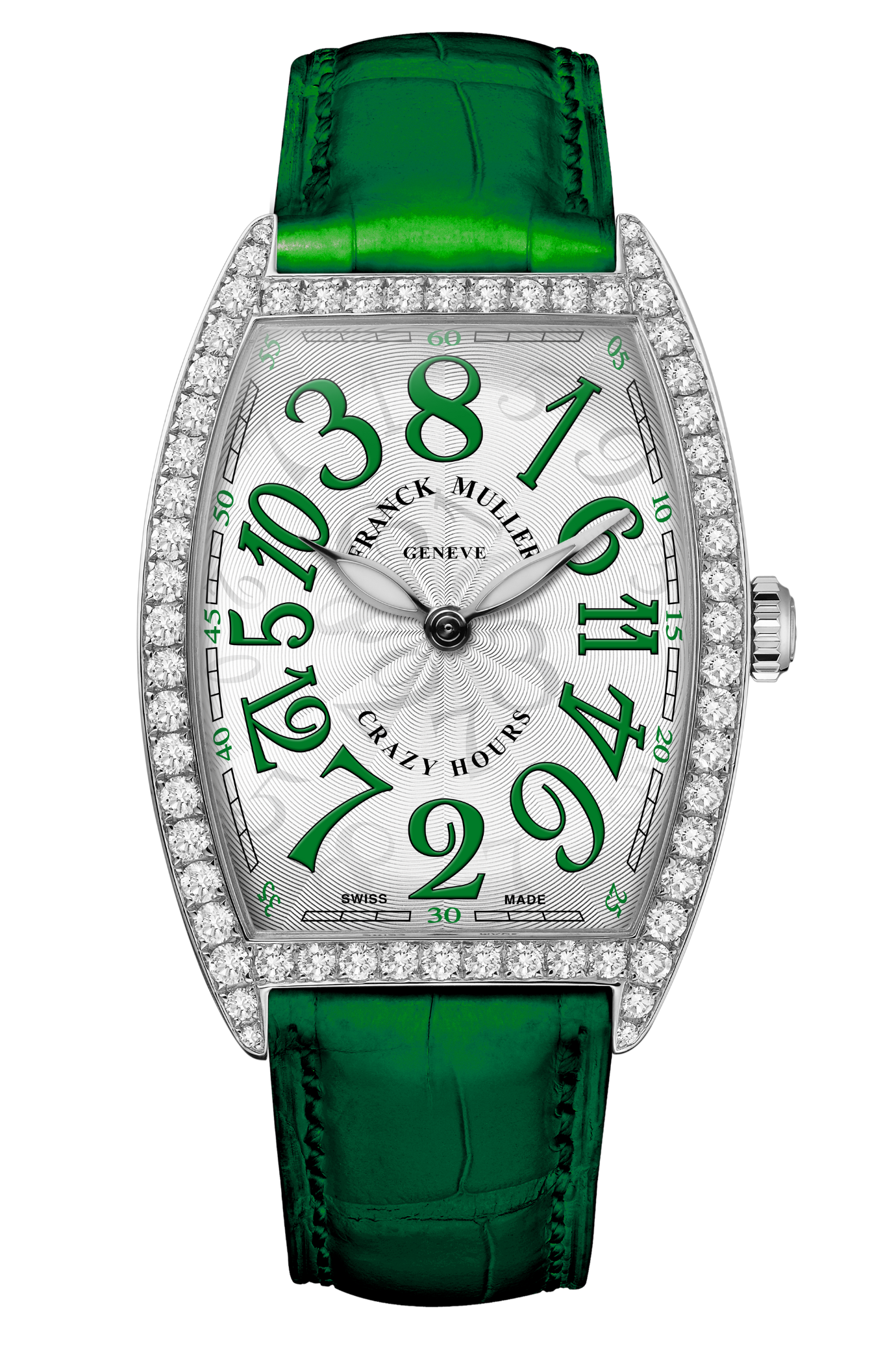 Cintree Curvex Crazy Hours – Diamonds on Stainless Steel Green